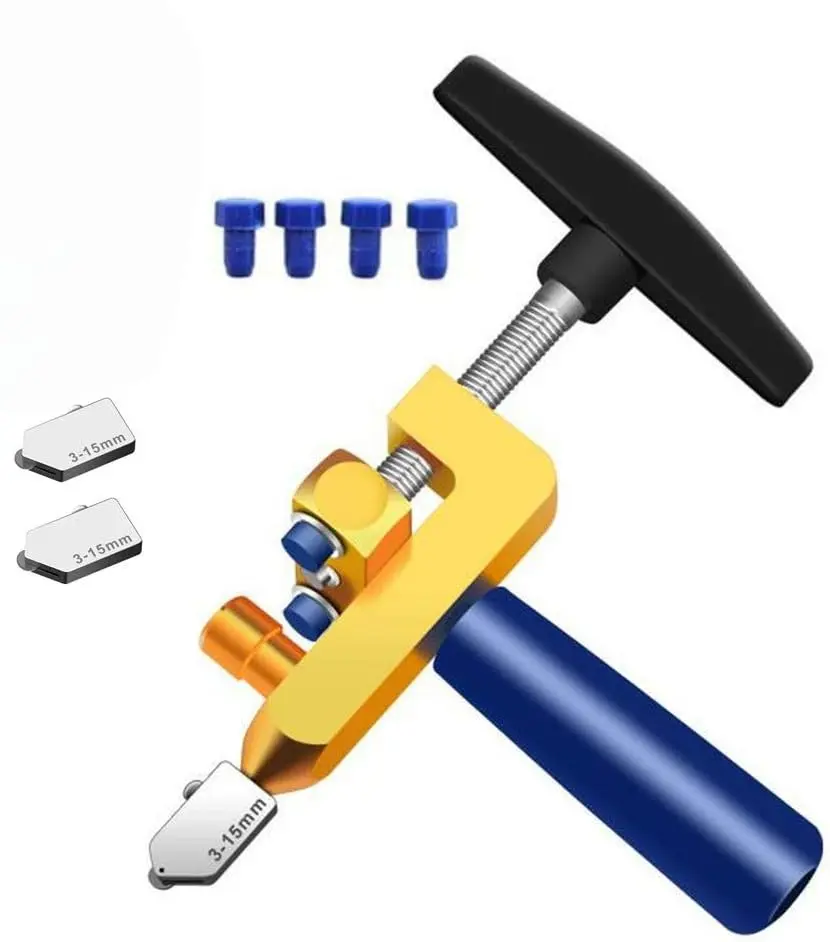 2-in-1 glass and tile cutting tool set with break-off clamp, handheld tile cutter, portable manual cutter, suitable for glazed tiles, mirrors, glass, and ceramic DIY projects