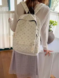Korean Style Star Velvet Backpack, Cute Print Design, Student Sweet Girl Daily Use, Trendy Fashion Bag for Girls