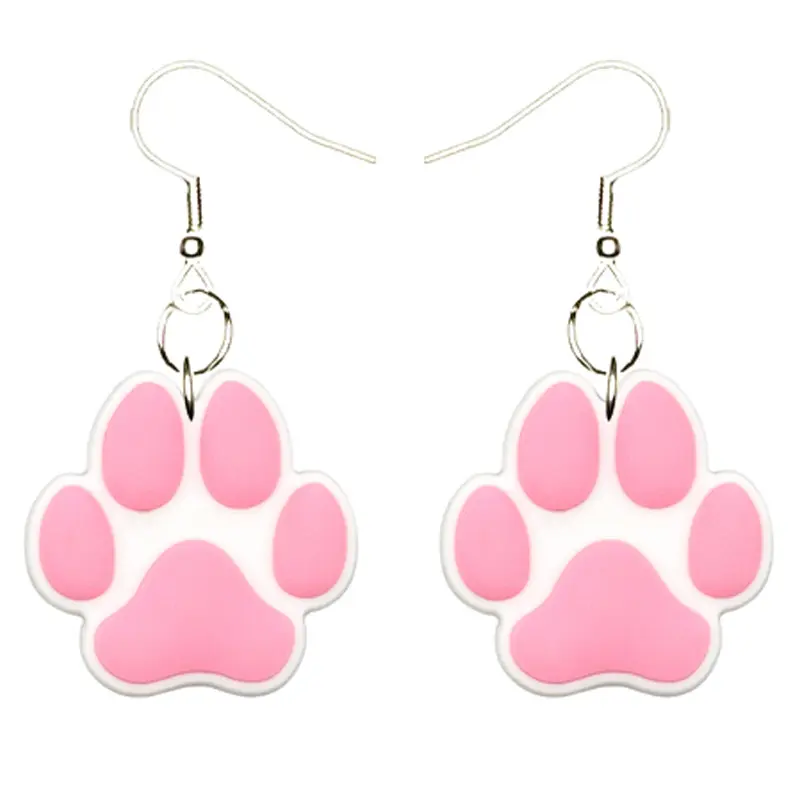 Dog Paw Earrings Hypoallergenic Silver Plated Fishhooks Yazzle Dazzle Handmade Woof Bark Chews Puppy