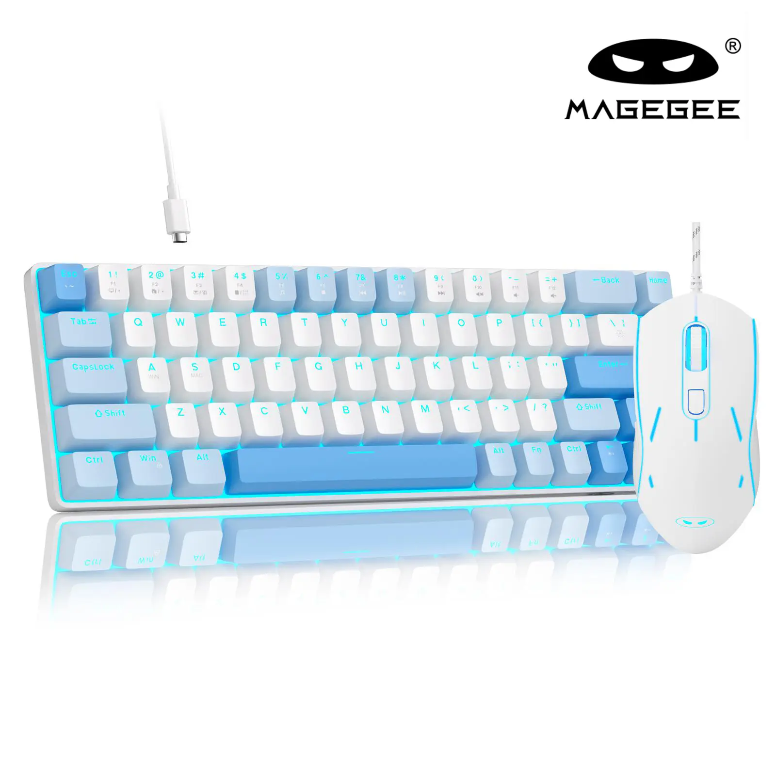 68-Key Wired Mechanical Gaming Keyboard & Mouse Combo for PC Gamers, 60% Compact, RGB Backlit Red Switches, Full Keys Anti-Ghosting, Ergonomic Detachable Type-C Computer Accessory Keycaps, Wired Keyboard & Mouse Combos