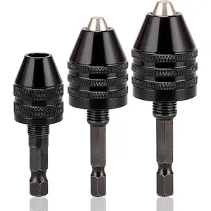 Keyless Drill Chuck Adapter - 3Pcs Drill Chucks for Impact Driver, 1/4' Hex Shank Chuck Conversion Adapters
