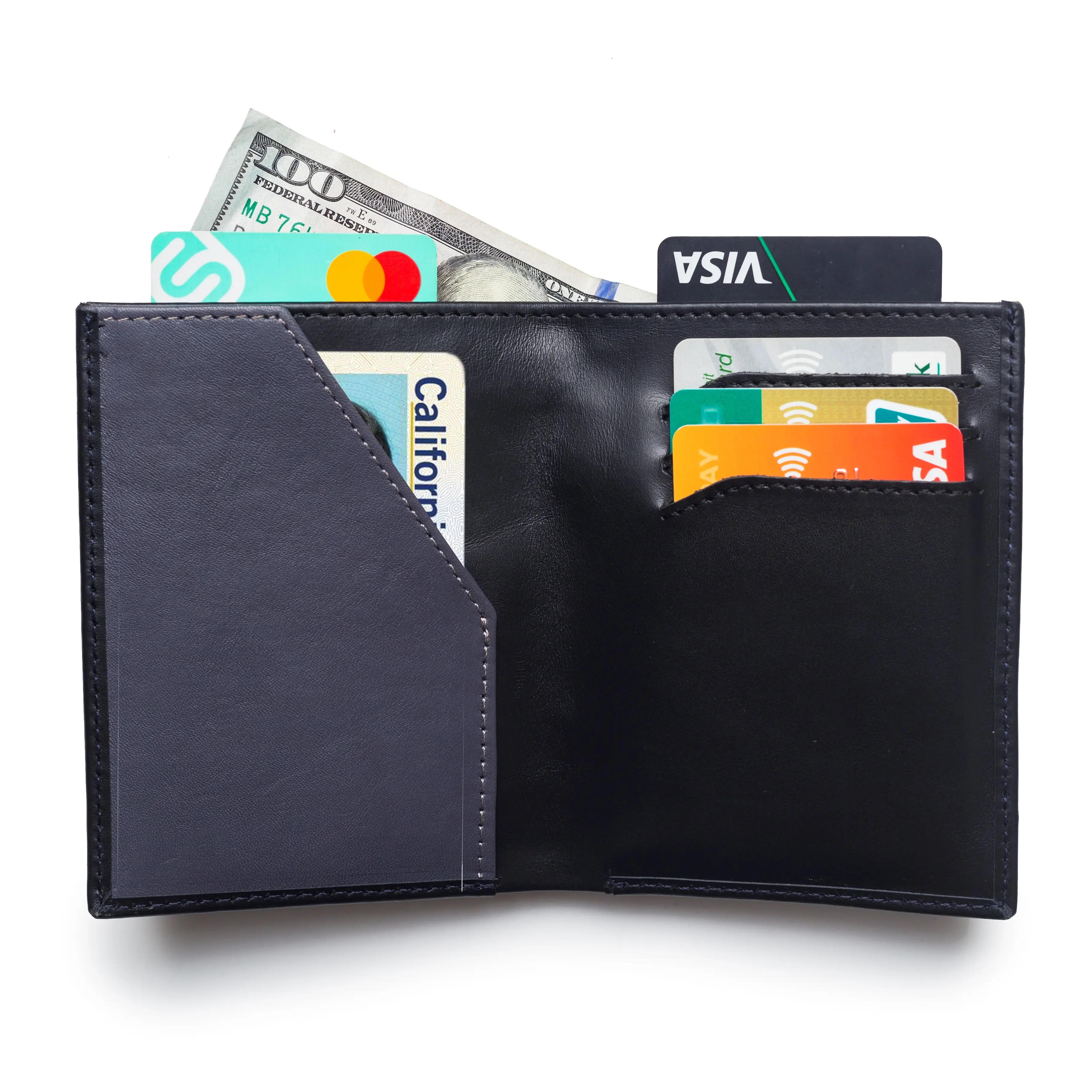 North Elf Nova Men's Bifold Leather Wallet with 3 Quick Access Card Slots and Extra Pouch full box high quality