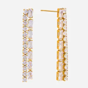 Champagne Sparkle Earrings 18k Gold Non Tarnish