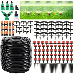 [Automatic Drip Irrigation Kit] 15m-50M 148-200pcs 1/4 Inch Automatic Drip Irrigation Kits | DIY Water Saving Garden Watering System for Lawn, Patio, And Greenhouse - Plastic Material, Universal Thread Standard