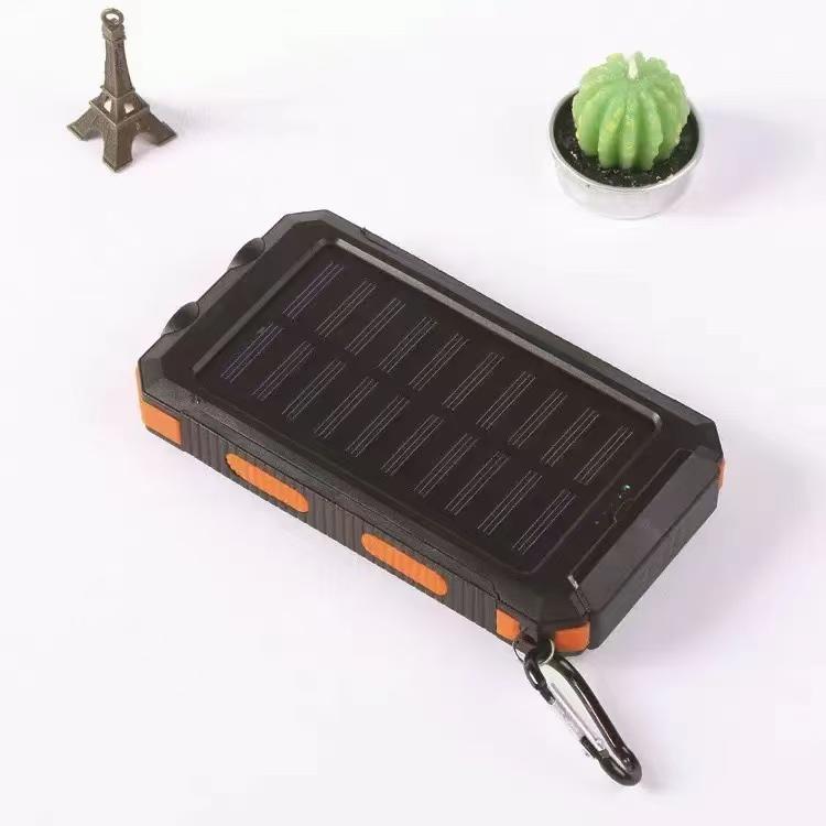 Portable Solar Phone Charger, Camping External Battery Charger for Mobile Phones, with 2 USB Ports and LED Flashlight (with Compass), Ideal for Outdoor Activities, 10000/20000 mAh Solar Power Bank