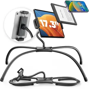 iPad Stand, Adjustable  Tablet Holder for Bed, Kindle Stand for Reading in Bed Fit for Tablet, Phone, Kindle, Portable ,  and  4.7"-17.3" Devices (Black)