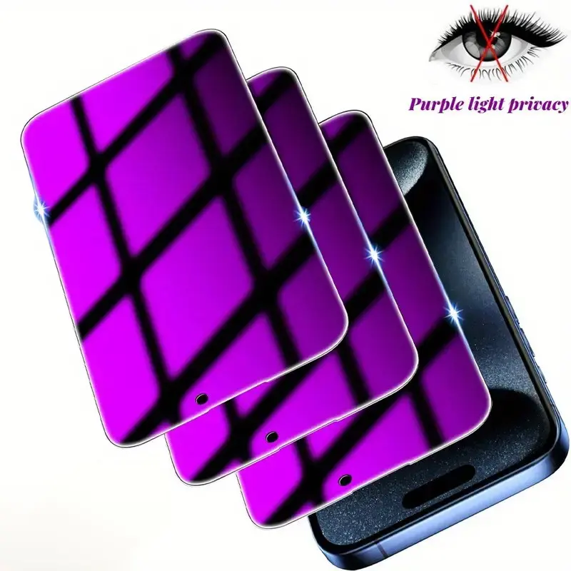 3-Pack Blue Light Privacy Cellphone Tempered Glass Film Protective Screen Protector for iPhone Series, Eye Protection, Full Coverage, Scratch Resistant Protector, Anti-Scratch, Shockproof