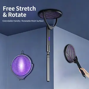 USB Rechargeable 2-in-1 Mosquito Swatter Extendable Rotatable Bug Zapper