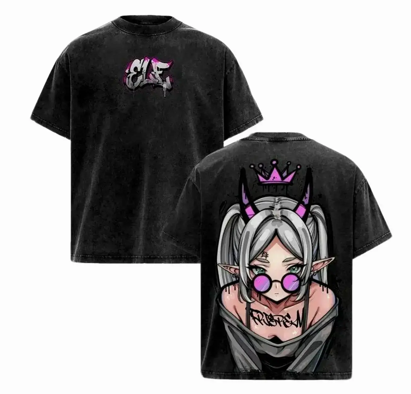 Frieren Anime Print Tshirt, Vintage-Style Unisex Short Sleeve Top, Casual Menswear Shirt, Gift for Manga Fans