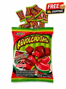 Revolcaditas 6oz - Watermelon Flavored Hard Candy Covered in Chili Powder - Sweet and Spicy Candy from Mexico