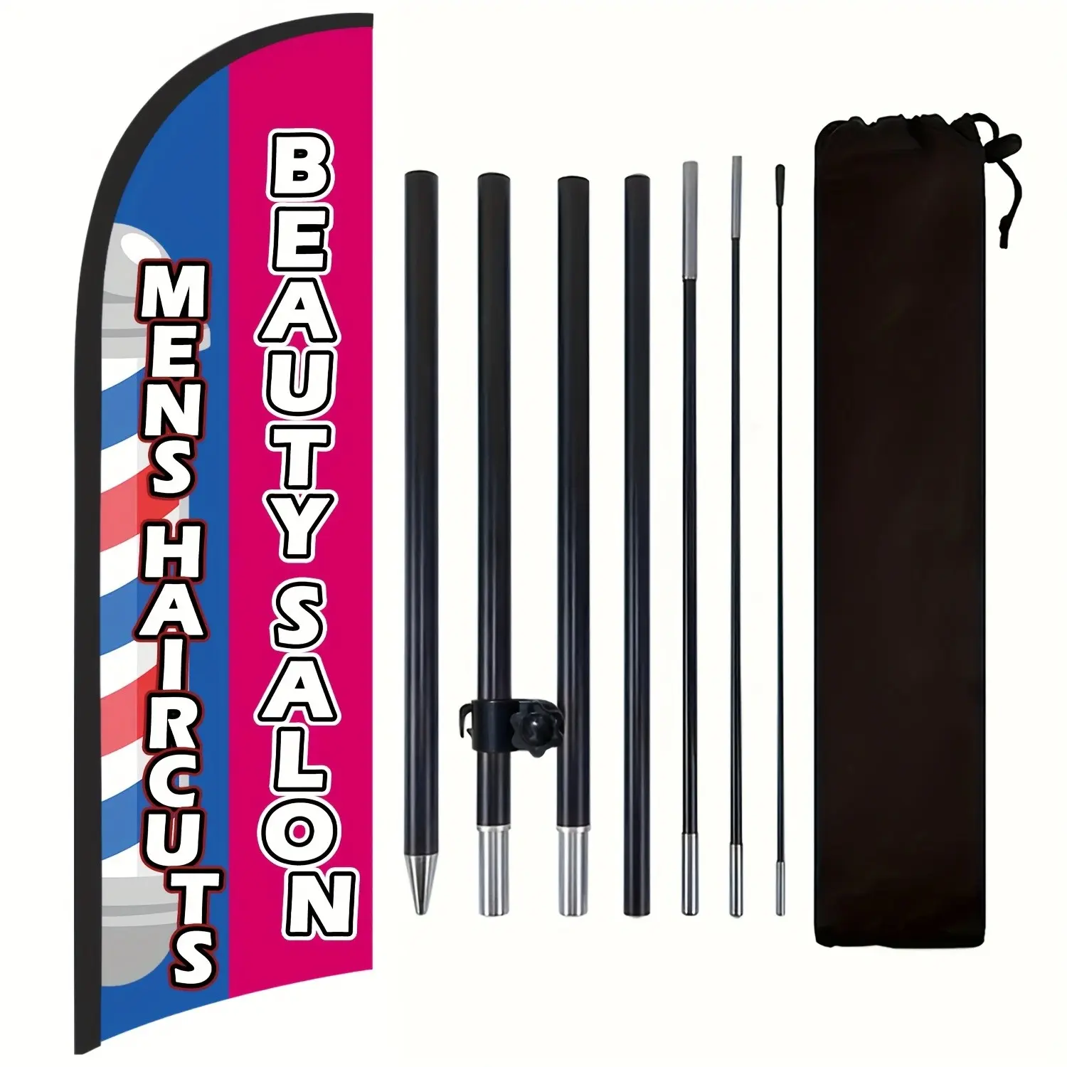 Beauty Salon Flag for Business, 9.18FT Outdoor Advertising Swooper Banner, Yard Sign Banner with Pole and Ground Stake – Tear-Resistant Polyester Feather Flag for Shops, Events & Promotions, Event Props, Outdoor Banners
