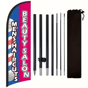 Beauty Salon Flag for Business, 9.18FT Outdoor Advertising Swooper Banner with Pole and Ground Stake – Tear-Resistant Polyester Feather Flag for Shops, Events & Promotions