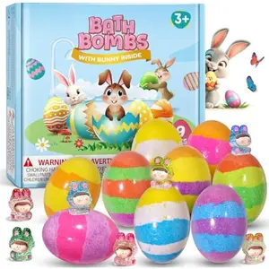 Bath Bombs with Toys Inside, Easter Basket Stuffers, Natural & Organic Kids Bath Bombs, Bubble Bath Birthday Easter Gifts Set for Kid Boys and Girls Ages 3+