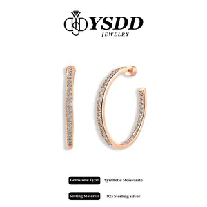 【11.28】Classic RG 3CM Chanel Set Hoop vvs Synthetic Moissanite Earrings in 925 Sterling Silver