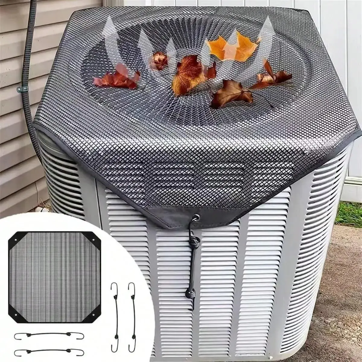 Air Conditioner Cover with Mesh Design and Hooks for Easy Installation and Protection