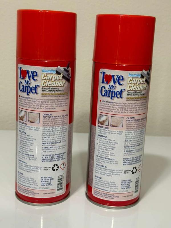Love My Carpet Foaming Carpet Cleaner 12 oz Self-Cleaning Formula Odor Eliminator Pack of 2 Spray & Vacuum Cleaners Powerful Cleaning Solution