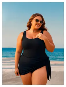Plus Size Swimsuit One Piece - Women's Swim Dress with Skirt, Modest Bathing Suit, Full Coverage Tummy Control, Comfortable Athletic Swimwear for Surfing, Swimming & Beach