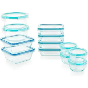 Snapware Glass Total Solutions (12-Pack) Food Storage Containers Set, (1, 2 & 4 Cup), Airtight & Leakproof Plastic Locking BPA-Free Lids, Freezer Dishwasher Microwave Safe