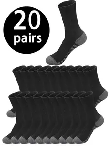 20 pairs of men's mid-calf socks, soft, stretchy, comfortable, and breathable, suitable for everyday wear by both men and women. Simple and comfortable unisex mid-calf socks, striped socks for both men and women, Casual Daily Socks