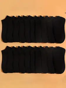 Men's 20 Pairs Minimalist Solid Ankle Socks, Low Cut Comfy Breathable Socks for Men, Multipack Simple Basic for Summer Daily Wear, Breathable Plain Socks, Men's Socks & Hosiery