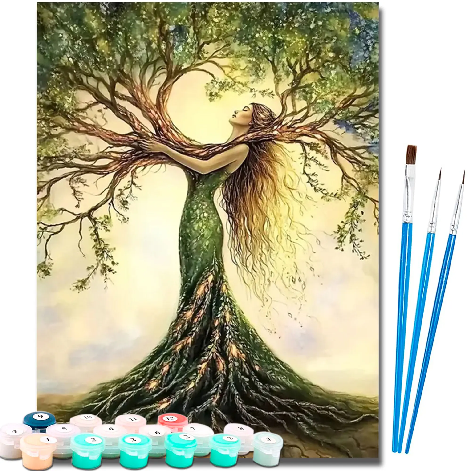 Paint by Numbers Kit for Adults - 16x20 in Preprinted Grid Canvas DIY Art Kit with Fade-Resistant Paints, Builds Patience for All Skill Levels, Ideal for Birthdays, Solo Relaxation, Home Wall Decor, Housewarmings Supplies, 16X20 Inch