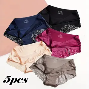 5PCS Women's Panties Perspective Quality Sexy Panties Lingerie Breathable Underwear Briefs Female Intimate Plus Size M L XL XXL