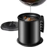 Bacon  Container with Fine Mesh Strainer, 1.3 L almost 6 Full Cups Iron Cooking Oil Can with Removable a Coaster Tray for Kitchen  Storage Black