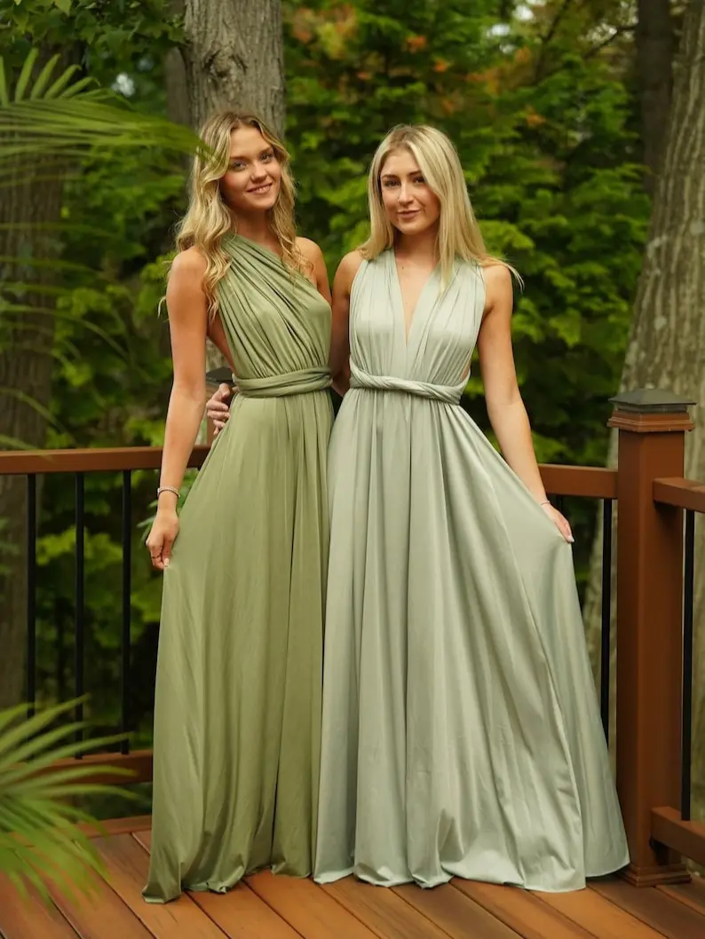 Sage Green Infinity Dress Moss Green Infinity Bridesmaid Dress, Moss Green  Convertible Long Dress With