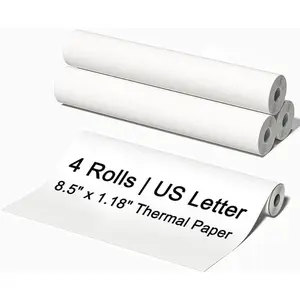 4 Rolls Thermal Paper 8.5x 11 Inches, US Letter Size Paper for Printer, Compatible with Portable Printers Wireless for Travel, Portable and Travel-Friendly Thermal Paper Roll
