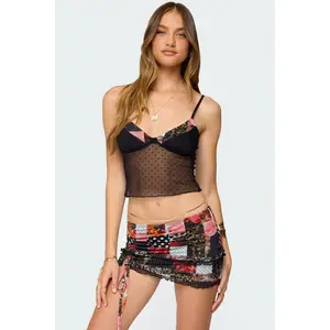 Kylo Mixed Print Sheer Mesh Top