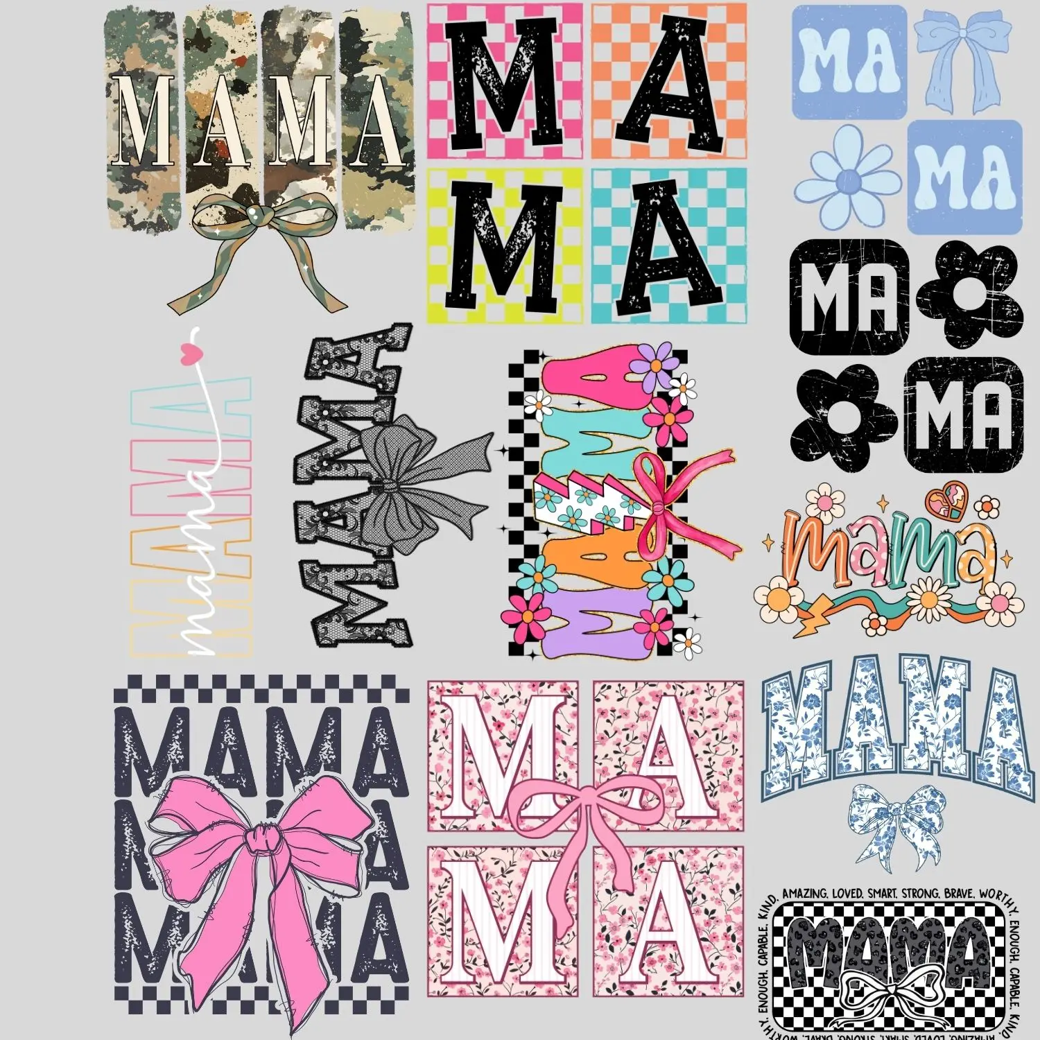 Mama premade DTF gang sheet-12 adult prints, Mama Premade DTF Gang sheet,  Mama transfers,  Mama heat transfer,  Mama Lace Transfers