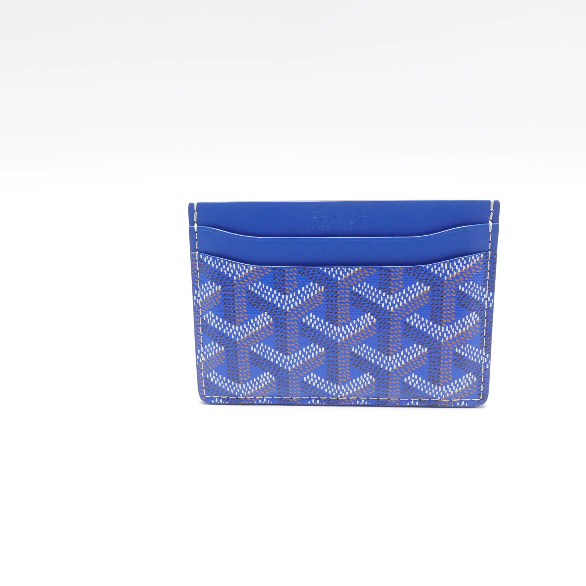 Pre-owned Goyard Coated Canvas Small Leather Goods ST.Sulpice Blue Card Bag T10444088