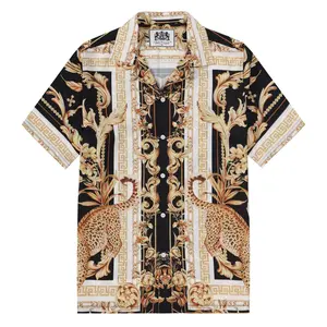Golden Baroque Pattern Camp Collar Shirt