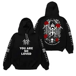 Sleep Token _You Are So Loved_ Hoodie, Red Roses & Skull Design, Inspirational Graphic Sweatshirt, Bold Streetwear Hoodie for Men & Women
