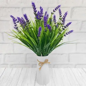 12 pcs Lifelike Artificial Monkey Grass with Lavender Flowers - UV Resistant, Weatherproof, and Realistic Faux Greenery for Outdoor Hanging Planters, Home Garden Decor, Aesthetic Room Decor, and Indoor Space Enhancement, Artificial Outdoor Plants