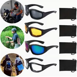 4 Pairs Motorcycle Riding Glasses, Comfort Padded Nose Bridge, Men's Formal Attire Set, Multi-Color Lenses for Men Women Boys, Halloween Gift