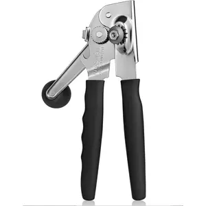 Heavy Duty Can Opener for Large Cans, Extra-Long Handles &  Knob for Easy Cranking, Commercial Manual Hand Crank Opener Opens Big #10 Cans Smoothly,  -Steel Construction