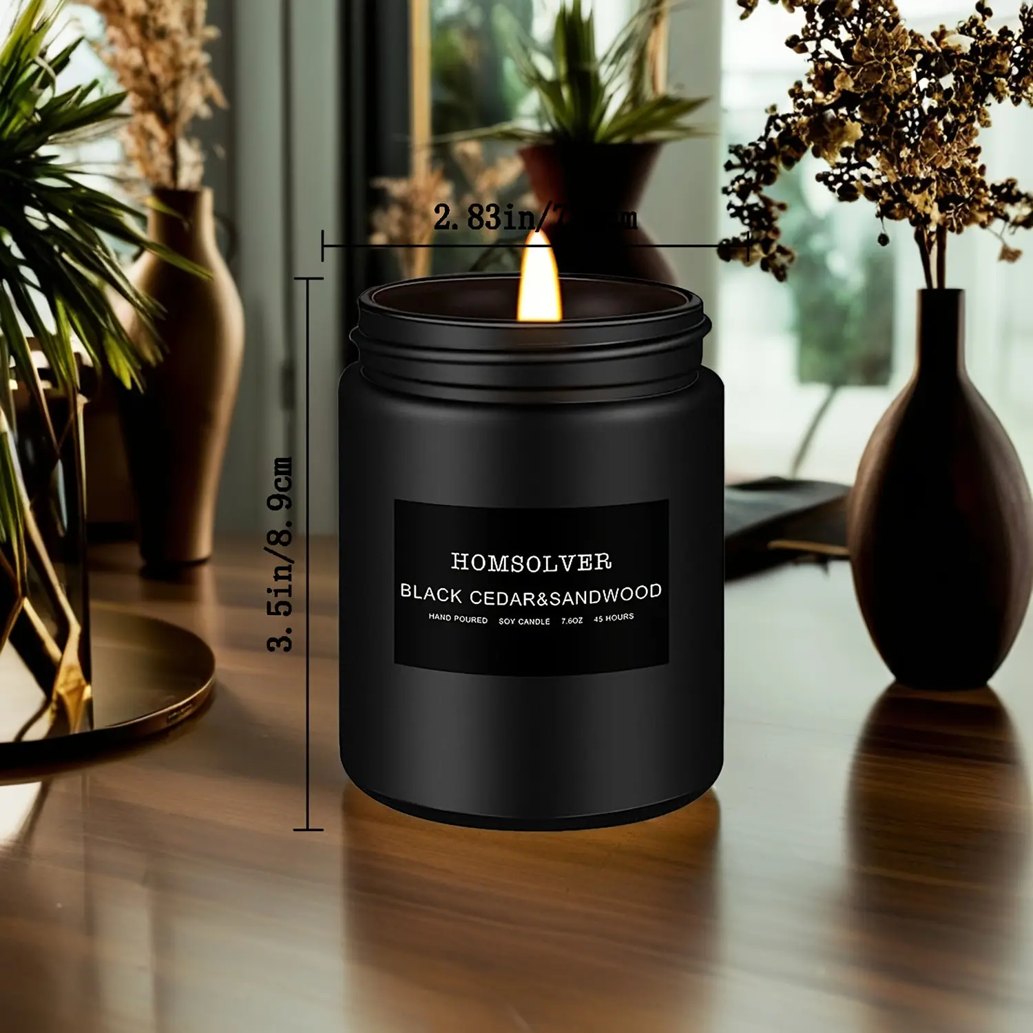 Scented Candle, Black Cedar and Sandalwood Candle for Men, Scented Candle for Home, Scented Soy Candle, 50 Hour Burn, Ideal Gift for Men Decor Freshener