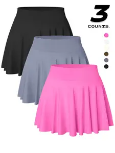 Women's Solid Color 2 in 1 Sports Skort, Comfy Breathable High Waist Skort for Indoor Outdoor Activities, Ladies Sportswear for Summer, Breathable Skorts