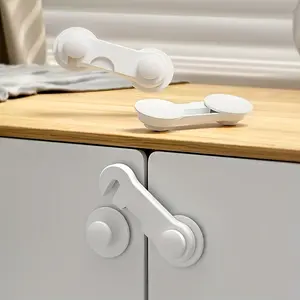3-Pack Plastic Safety Locks, Tool-Free Adhesive Installation, Anti-Pick Anti-Jam Design, Ideal for Fridges, Cabinets, Drawers
