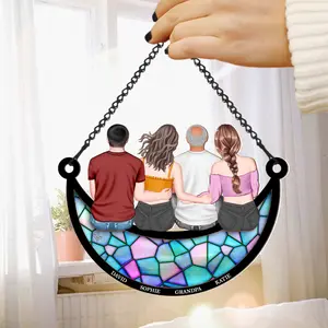 Custom Family Name Suncatcher, Window Hanging Home Decor, Custom Dad, Mum & Daughter, Mothers Day Gift for Mom, Grandpa, Father's Day Gift, Personalized Window Hanging Suncatcher Ornament, Friendship keepsake