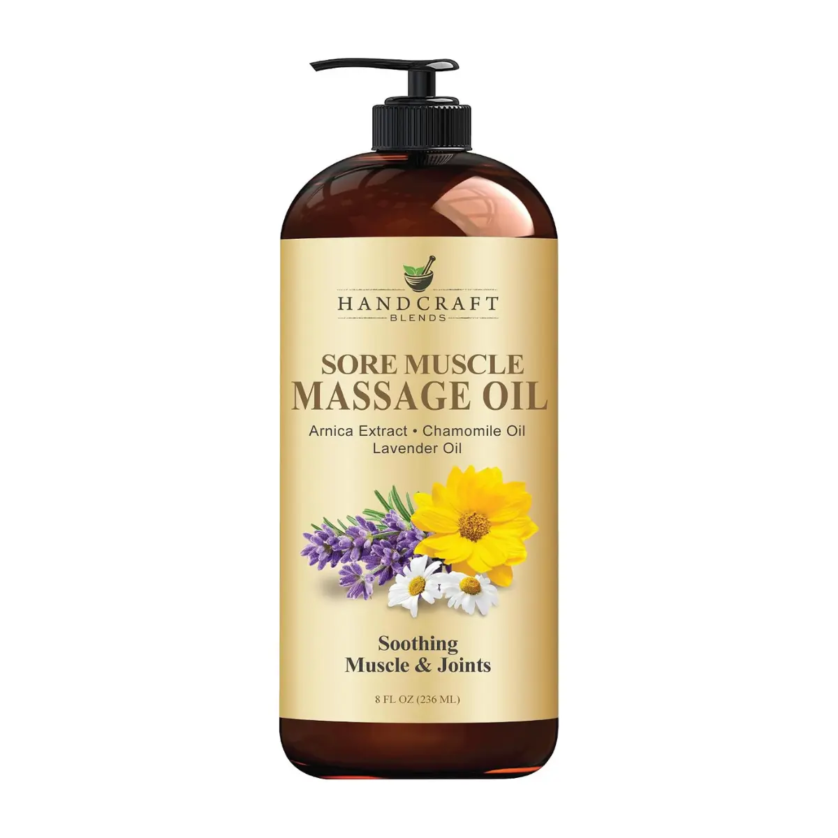 Handcraft Blends 8 Fl Oz Sore Muscle Care Moisturizer - Massage Therapy Formula with Arnica Extract, Chamomile, Lavender, Peppermint