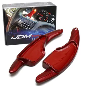 iJDMTOY Red Genuine Carbon Fiber Steering Wheel Larger Paddle Shifter Extensions For Chevy 2014-2019 C7 Corvette, 2016-up Gen6 Camaro