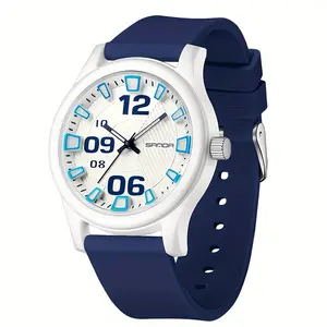 SANDA Women'S Fashionable Quartz Watch with Soft Comfort Silicone Strap, Elegant Blue Dial & White Markers, 5ATM, Quartz Movement, Round Case - Ideal Gift for Women, Everyday Timepiece, Minimalist Design, Durable Timepiece, Stylish Women