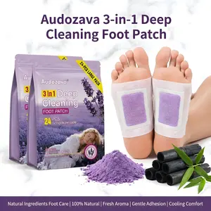24pcs Natural Lavender Detox Foot Pads, Bamboo Charcoal Foot Patches, Natural Herbal Foot Pads for Deep Cleaning & Stress Relief, Overnight Foot Care toxin removal