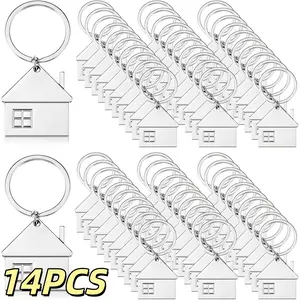 Set of 14 House-Shaped Keychains Featuring a Cute Window Charm, Perfect for Home Use Or As a Gift