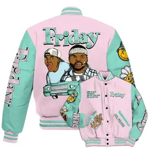 Friday Sneaker Stress Style Retro Easter 5s Varsity Jacket Unisex Outfit, Unisex Varsity Jacket, Baseball Football Inspired Coat, Streetwear Fashion