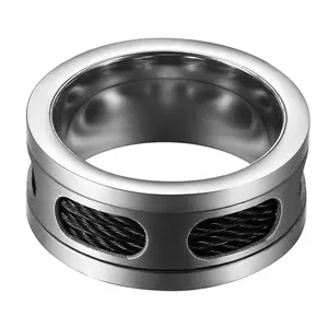 OIDEA Men's 10mm Brushed Hollow Stainless Steel Steel Cable Ring, Wedding Band, Hollowed Rings
