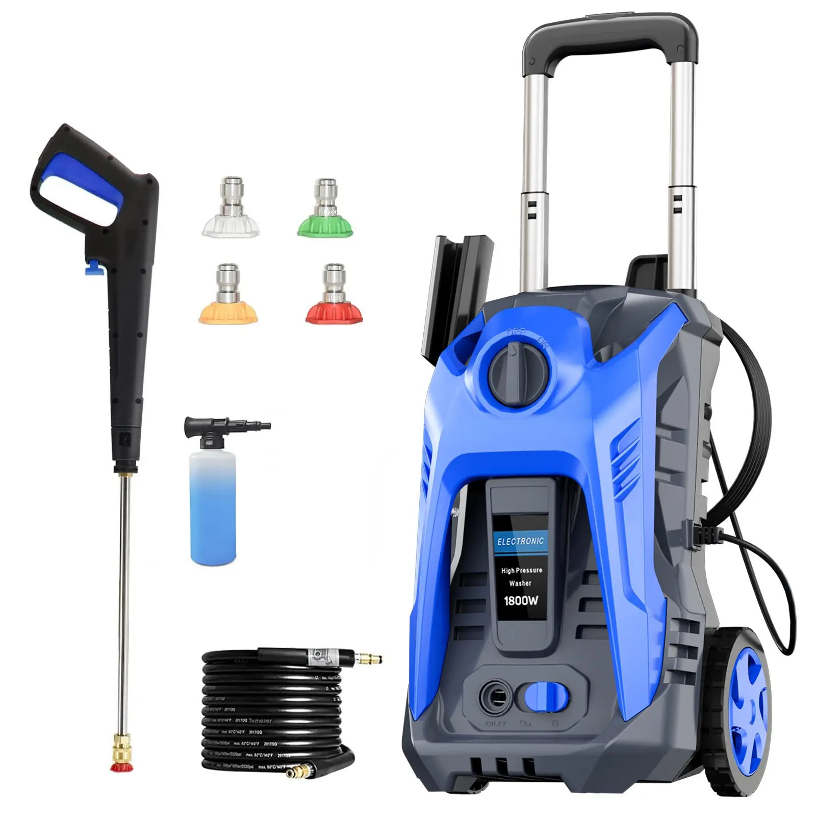 Electric Pressure Washer 5350PSI MAX 2.0GPM, High-Pressure Cleaning, Versatile Cleaning Performance, with 4 Quick Connect Nozzles, 500ML Foam Cannon, Stainless Steel Lance, Automatic Total Stop System for Car Wash, Home, Patio Cleaning