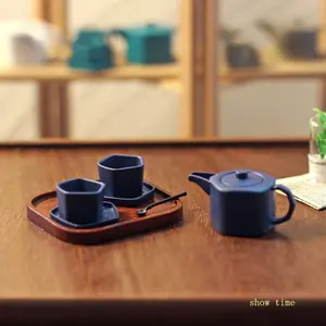 Exquisite Miniature Teapot and Cup Set Fine Craftsmanship for Micro Scene Decoration, Adds Charm and Elegance Perfect Gift